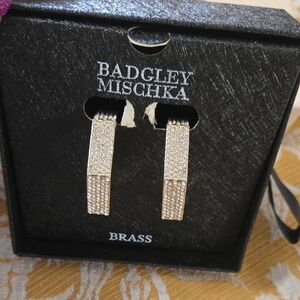 Badgley Mischka Gold Pave Drop Earrings